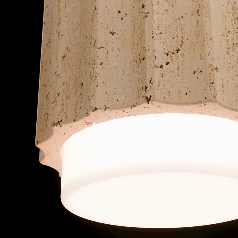 Modern Forms FM222607 Caviar 1-lt 9" Tall LED Flush Mount, 4CCT Selectable - Beige Travertine/Aged Brass