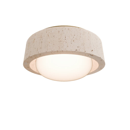 Modern Forms FM224613 Tane 1-lt 13" LED Flush Mount, 4CCT Selectable - Beige Travertine/Aged Brass
