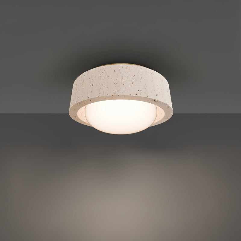 Modern Forms FM224613 Tane 1-lt 13" LED Flush Mount, 4CCT Selectable - Beige Travertine/Aged Brass