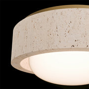 Modern Forms FM224613 Tane 1-lt 13" LED Flush Mount, 4CCT Selectable - Beige Travertine/Aged Brass