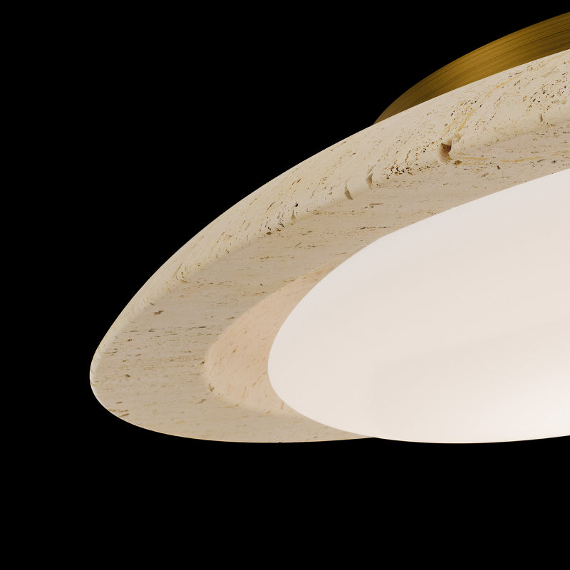 Modern Forms FM264620 Saturno 1-lt 20" LED Flush Mount - Beige Travertine/Aged Brass