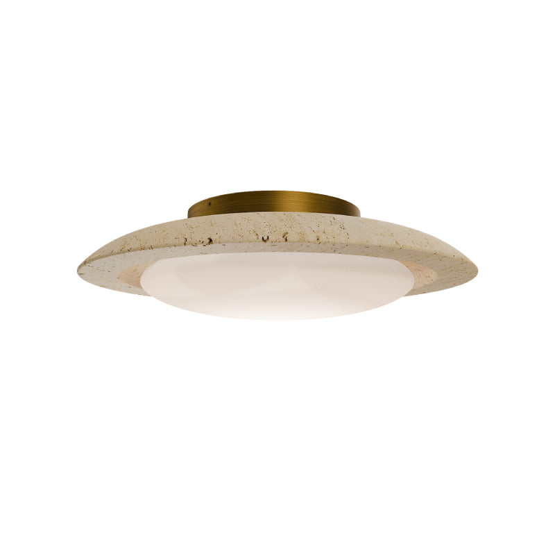 Modern Forms FM264620 Saturno 1-lt 20" LED Flush Mount - Beige Travertine/Aged Brass