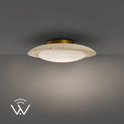 Modern Forms FM264620 Saturno 1-lt 20" LED Flush Mount - Beige Travertine/Aged Brass