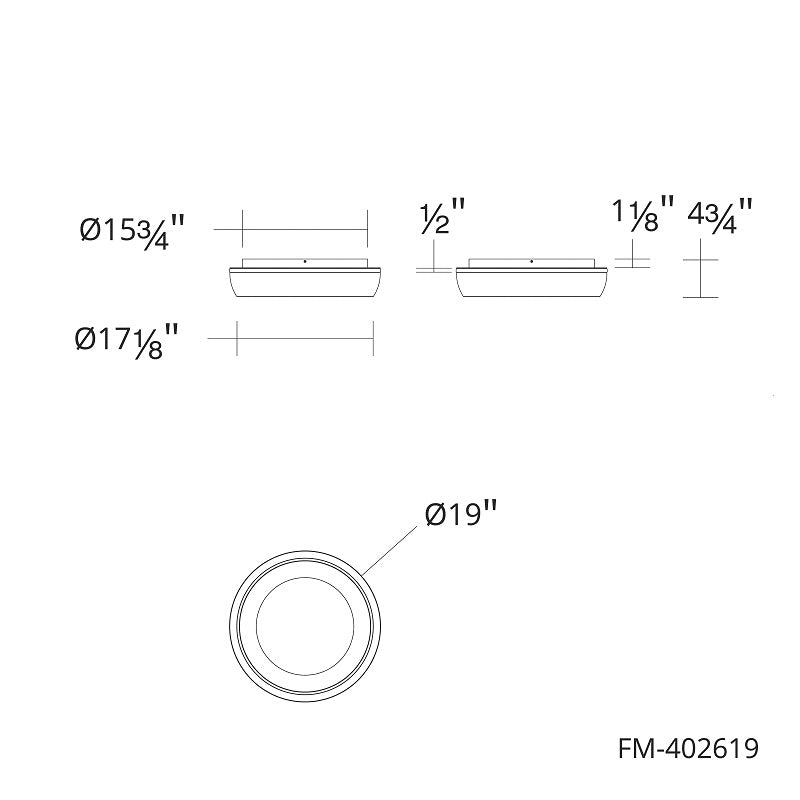 dweLED FM402619 Ringwall 1-lt 19" LED Flush Mount, 4CCT