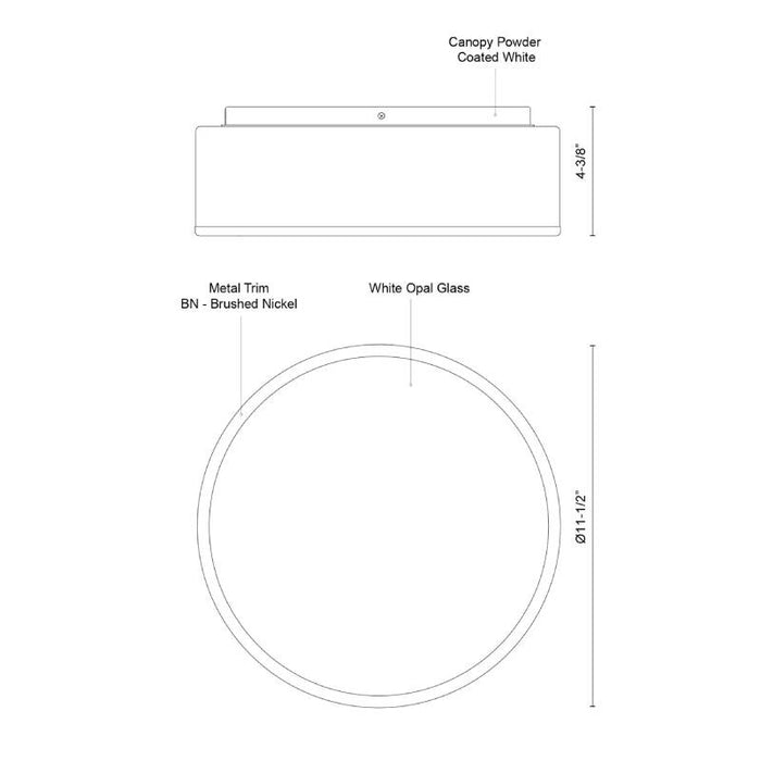 Kuzco FM43117 Charlie 1-lt 12" LED Flush Mount, 5CCT Selectable