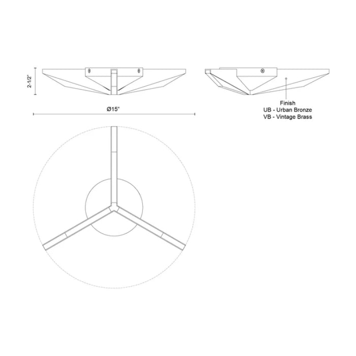 Kuzco FM64215 Tachi 1-lt 15" LED Flush Mount