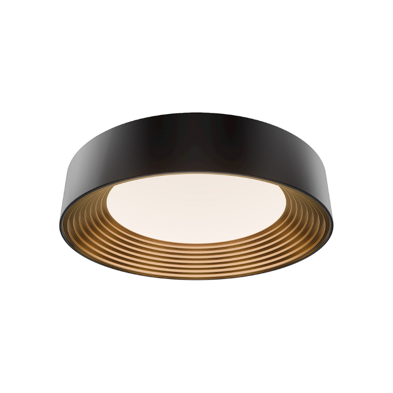dweLED FM701618 Gaston 1-lt 18" LED Flush Mount, 4CCT - Black/Gold