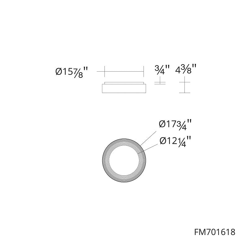 dweLED FM701618 Gaston 1-lt 18" LED Flush Mount, 4CCT