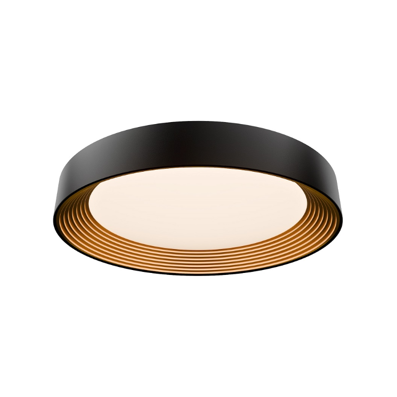 dweLED FM701626 Gaston 1-lt 26" LED Flush Mount, 4CCT - Black/Gold