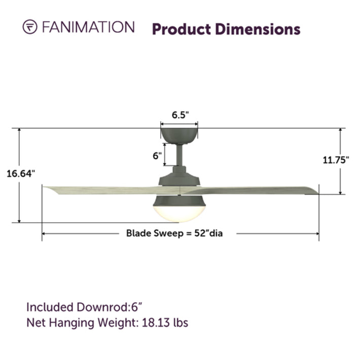 Fanimation FP6807 Barlow 52" Indoor/Outdoor Ceiling Fan with LED Light Kit