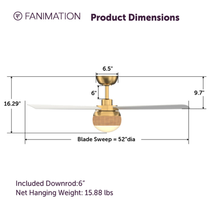 Fanimation FP6837 Paget 52" Indoor/Outdoor Ceiling Fan with LED Light Kit