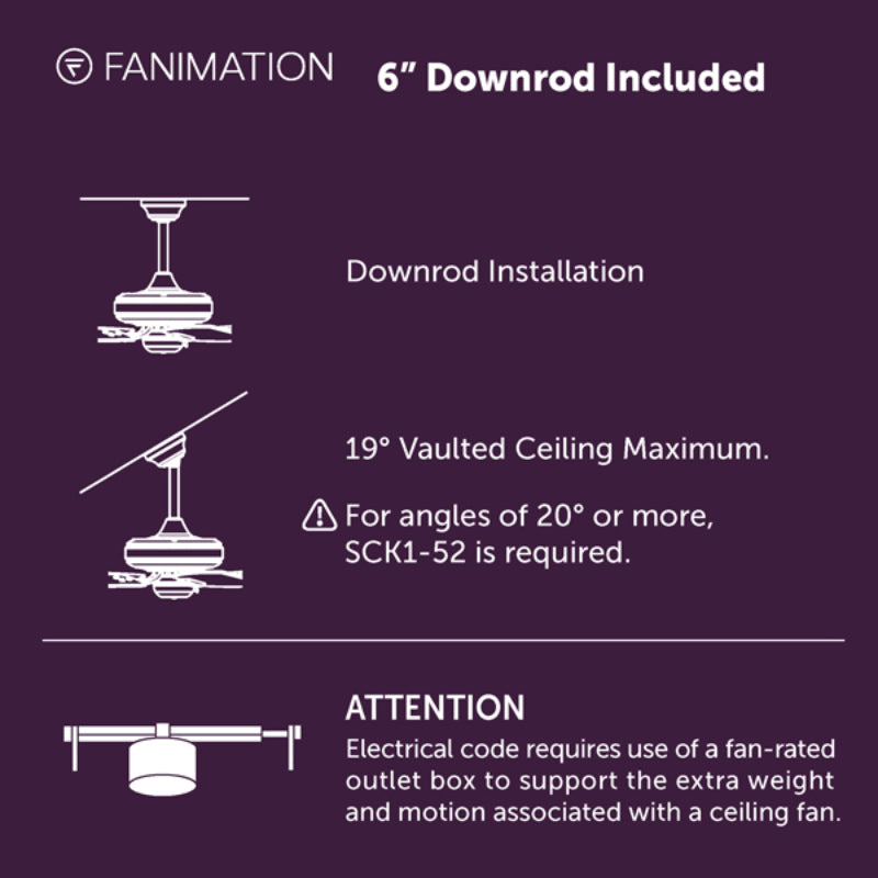 Fanimation FP6837 Paget 52" Indoor/Outdoor Ceiling Fan with LED Light Kit