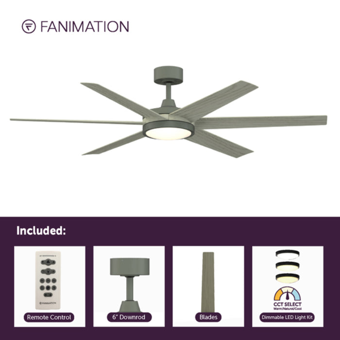 Fanimation FPD6605 Brawn 64" Indoor/Outdoor Ceiling Fan with LED Light Kit