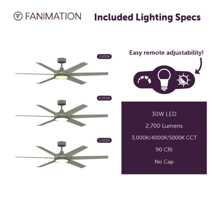 Fanimation FPD6605 Brawn 64" Indoor/Outdoor Ceiling Fan with LED Light Kit