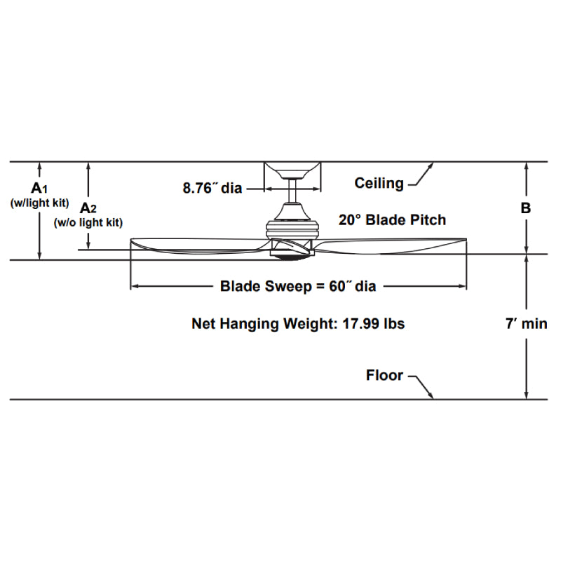 Fanimation FPD6725 Aviara 60" Indoor/Outdoor Ceiling Fan with LED Light Kit