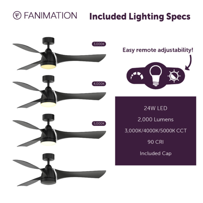 Fanimation FPD6858 Klear 56" Indoor/Outdoor Ceiling Fan with LED Light Kit