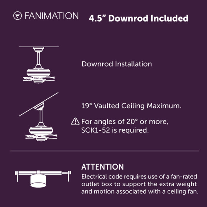 Fanimation FPD6858 Klear 56" Indoor/Outdoor Ceiling Fan with LED Light Kit