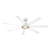 Fanimation FPD7060 Lenzi 60" Ceiling Fan with LED Light Kit - Matte White/Brushed Satin Brass