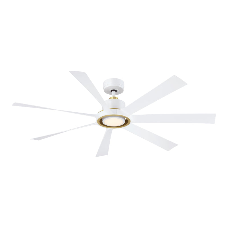 Fanimation FPD7060 Lenzi 60" Ceiling Fan with LED Light Kit - Matte White/Brushed Satin Brass
