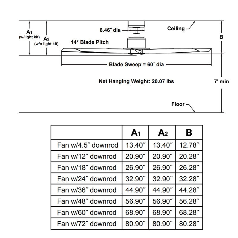 Fanimation FPD7060 Lenzi 60" Ceiling Fan with LED Light Kit
