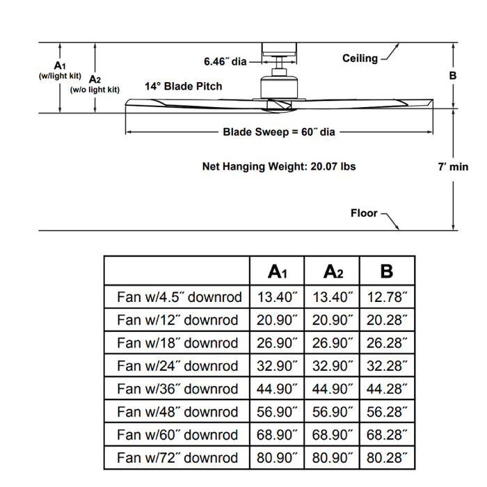 Fanimation FPD7060 Lenzi 60" Ceiling Fan with LED Light Kit
