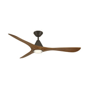Modern Forms FR-D2504-60L Carve 60" Outdoor Ceiling Fan with LED Light Kit - Bronze with Distressed Koa Blades
