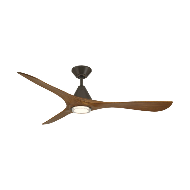 Modern Forms FR-D2504-60L Carve 60" Outdoor Ceiling Fan with LED Light Kit - Bronze with Distressed Koa Blades