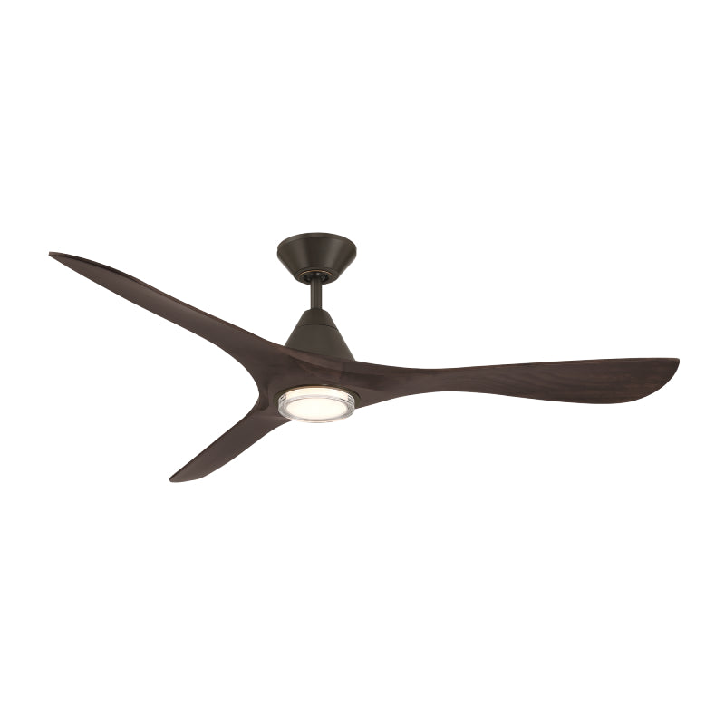 Modern Forms FR-D2504-60L Carve 60" Outdoor Ceiling Fan with LED Light Kit - Bronze with Dark Walnut Blades