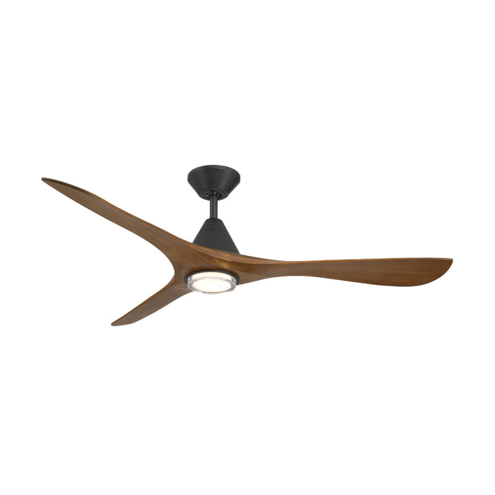 Modern Forms FR-D2504-60L Carve 60" Outdoor Ceiling Fan with LED Light Kit - Matte Black with Distressed Koa Blades