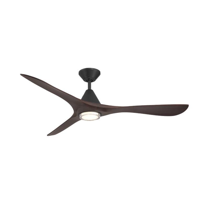Modern Forms FR-D2504-60L Carve 60" Outdoor Ceiling Fan with LED Light Kit - Matte Black with Dark Walnut Blades