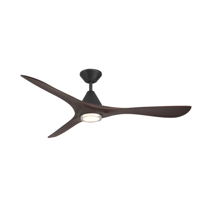 Modern Forms FR-D2504-60L Carve 60" Outdoor Ceiling Fan with LED Light Kit - Matte Black with Dark Walnut Blades