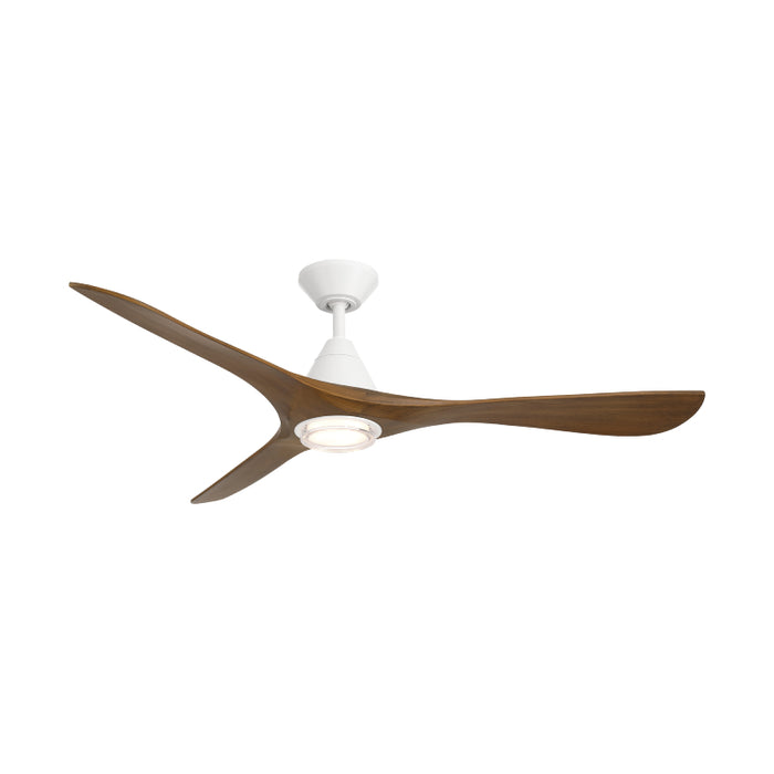 Modern Forms FR-D2504-60L Carve 60" Outdoor Ceiling Fan with LED Light Kit - Matte White with Distressed Koa Blades