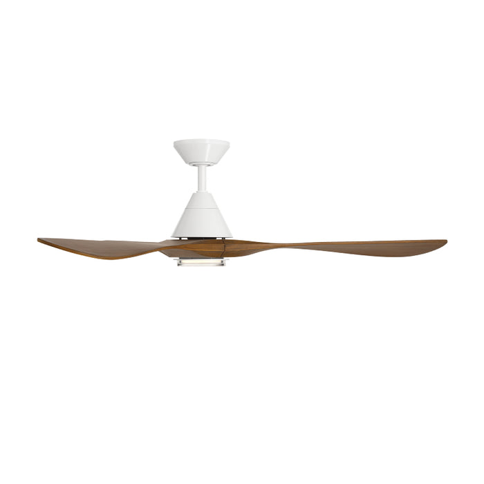 Modern Forms FR-D2504-60L Carve 60" Outdoor Ceiling Fan with LED Light Kit - Matte White with Distressed Koa Blades