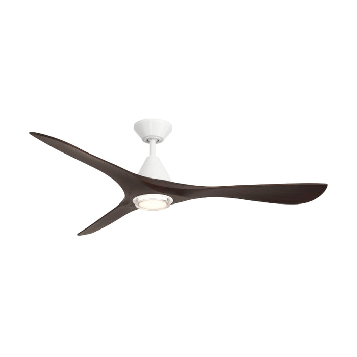 Modern Forms FR-D2504-60L Carve 60" Outdoor Ceiling Fan with LED Light Kit - Matte White with Dark Walnut Blades