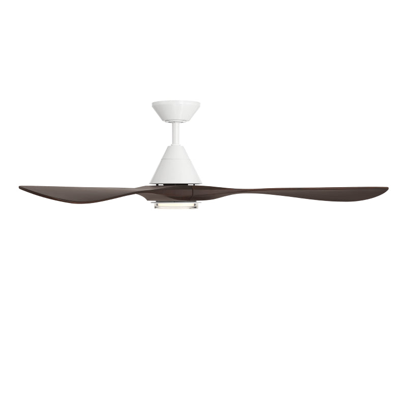 Modern Forms FR-D2504-60L Carve 60" Outdoor Ceiling Fan with LED Light Kit - Matte White with Dark Walnut Blades