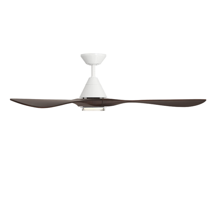 Modern Forms FR-D2504-60L Carve 60" Outdoor Ceiling Fan with LED Light Kit - Matte White with Dark Walnut Blades