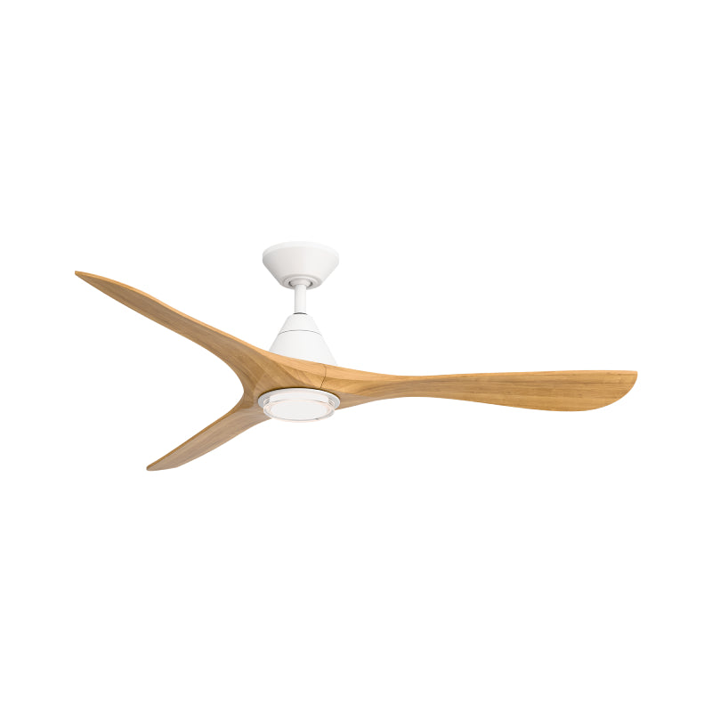 Modern Forms FR-D2504-60L Carve 60" Outdoor Ceiling Fan with LED Light Kit-Matte White with Honey Oak Blades