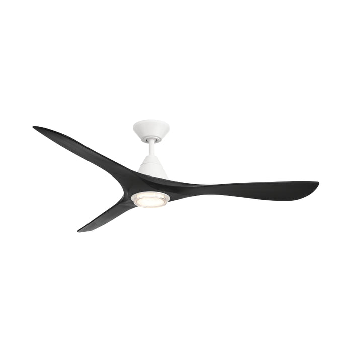 Modern Forms FR-D2504-60L Carve 60" Outdoor Ceiling Fan with LED Light Kit - Matte White with Matte Black Blades
