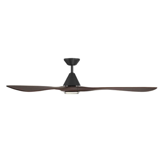 Modern Forms FR-D2504-72L Carve 72" Outdoor Ceiling Fan with LED Light Kit - Matte Black with Dark Walnut Blades