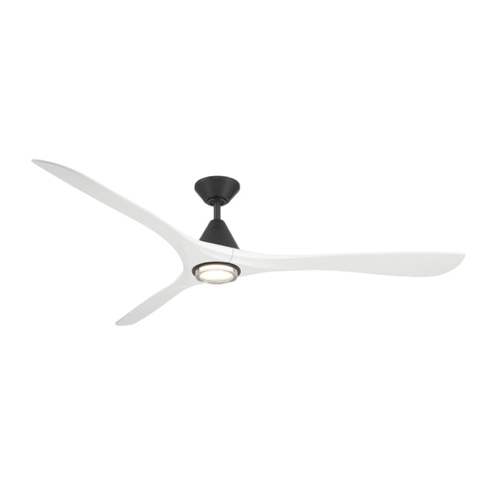 Modern Forms FR-D2504-72L Carve 72" Outdoor Ceiling Fan with LED Light Kit - Matte Black with Matte White Blades