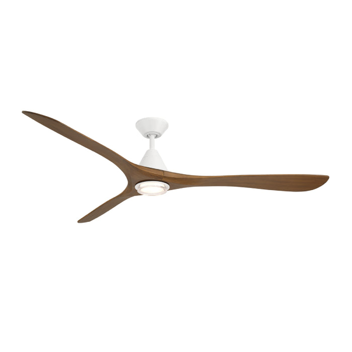 Modern Forms FR-D2504-72L Carve 72" Outdoor Ceiling Fan with LED Light Kit - Matte White with Distressed Koa Blades