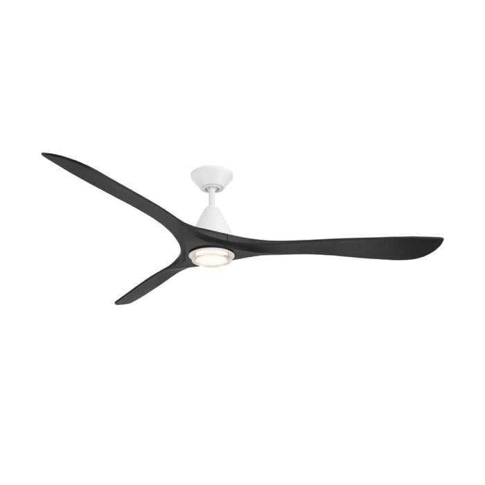 Modern Forms FR-D2504-72L Carve 72" Outdoor Ceiling Fan with LED Light Kit - Matte White with Matte Black Blades