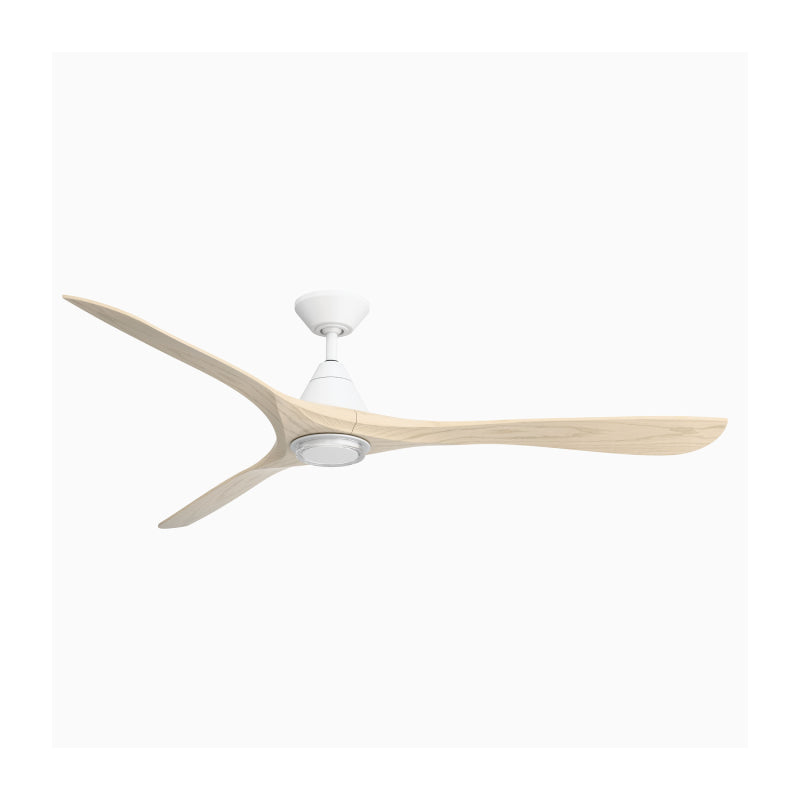 Modern Forms FR-D2504-72L Carve 72" Outdoor Ceiling Fan with LED Light Kit - Matte White with White Oak Blades