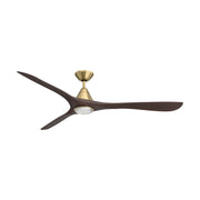 Modern Forms FR-D2504-72L Carve 72" Outdoor Ceiling Fan with LED Light Kit - Soft Brass with Dark Walnut Blades