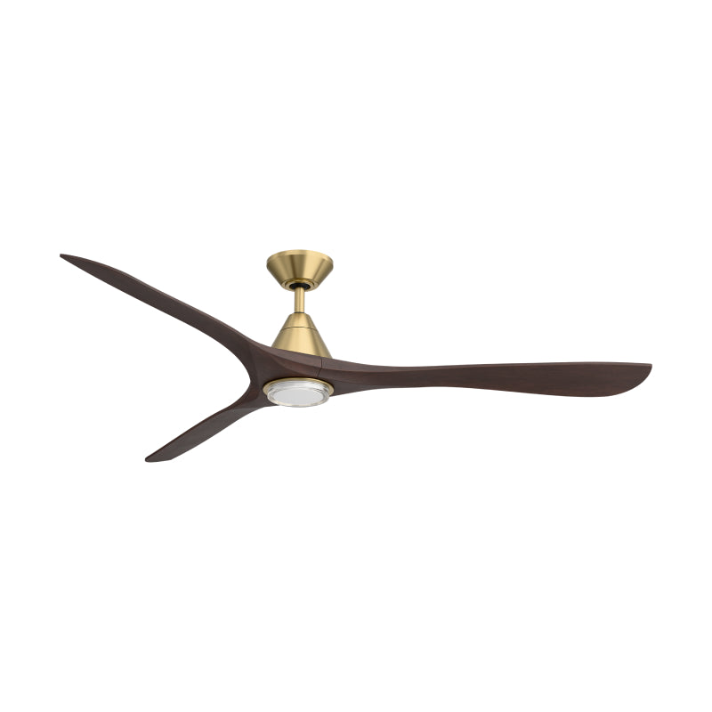 Modern Forms FR-D2504-72L Carve 72" Outdoor Ceiling Fan with LED Light Kit - Soft Brass with Dark Walnut Blades