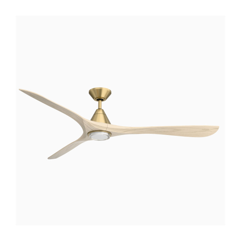 Modern Forms FR-D2504-72L Carve 72" Outdoor Ceiling Fan with LED Light Kit - Soft Brass with White Oak Blades