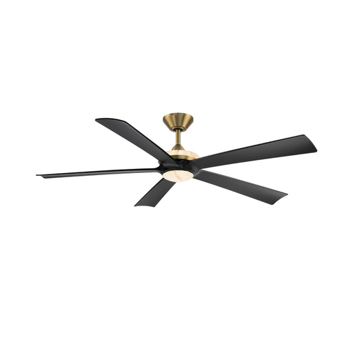 Modern Forms FR-D2602-62L Crown 62" Ceiling Fan with LED Light Kit - Soft Brass with Matte Black Blades