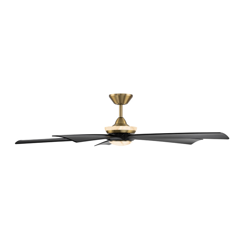 Modern Forms FR-D2602-62L Crown 62" Ceiling Fan with LED Light Kit - Soft Brass with Matte Black Blades