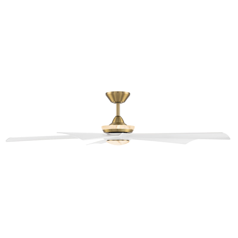 Modern Forms FR-D2602-62L Crown 62" Ceiling Fan with LED Light Kit - Soft Brass with Matte White Blades