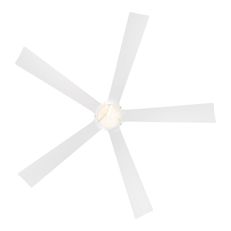 Modern Forms FR-D2602-62L Crown 62" Ceiling Fan with LED Light Kit - Soft Brass with Matte White Blades